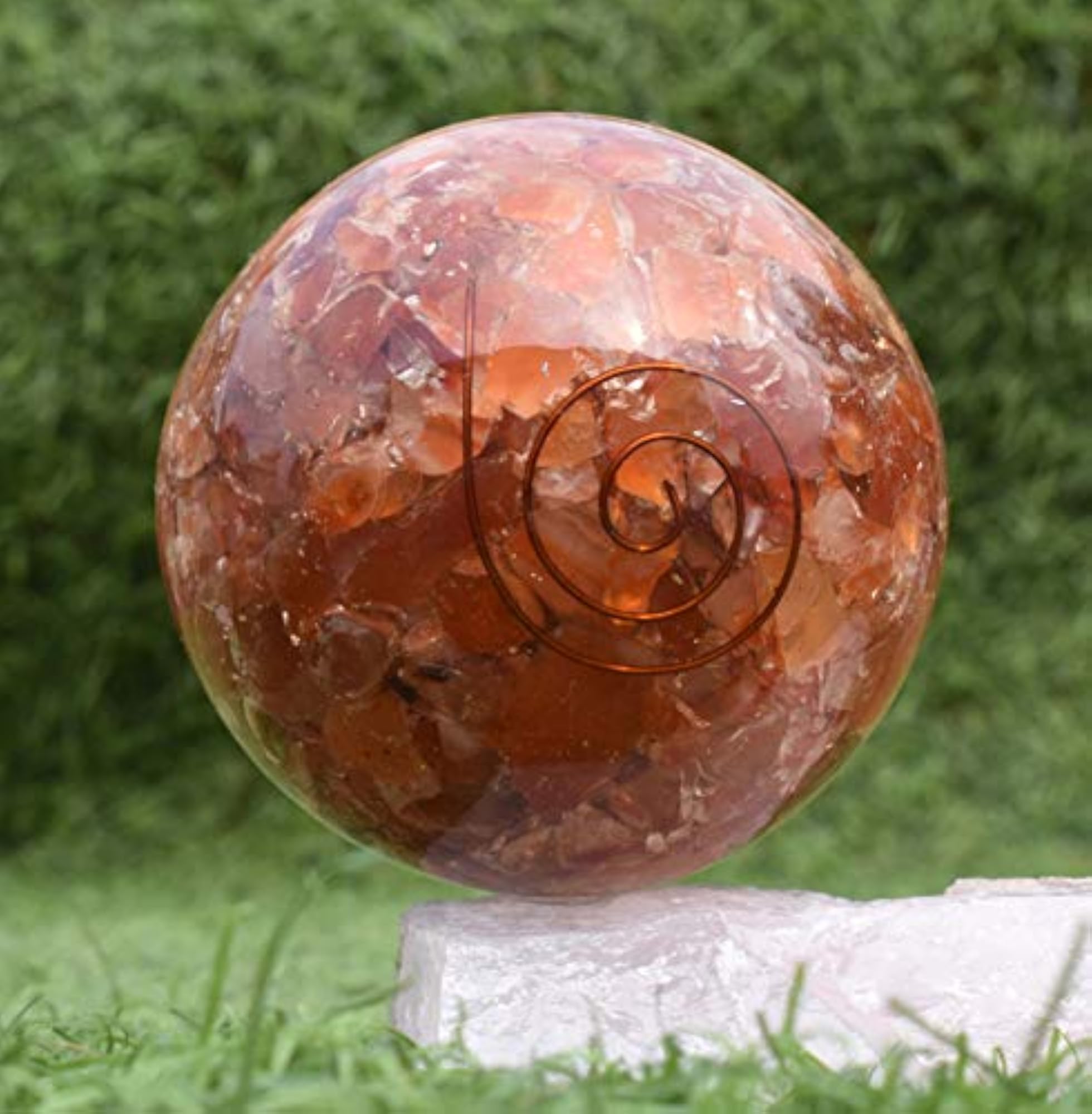 Carnelian Orgonite Sphere Ball for Chakra Balancing, Natural Healing Stone